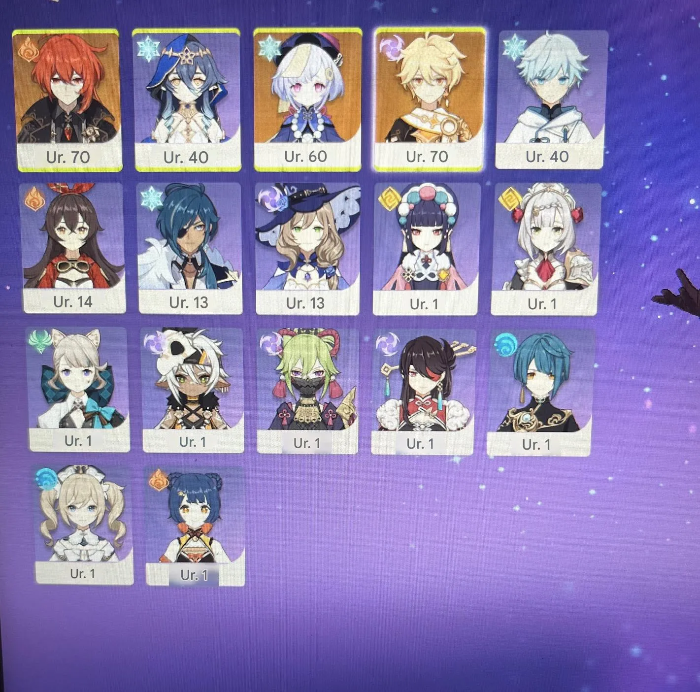 GI1679 Diluc Qiqi Kaeya 17-Character AR39 America Boosted Account 